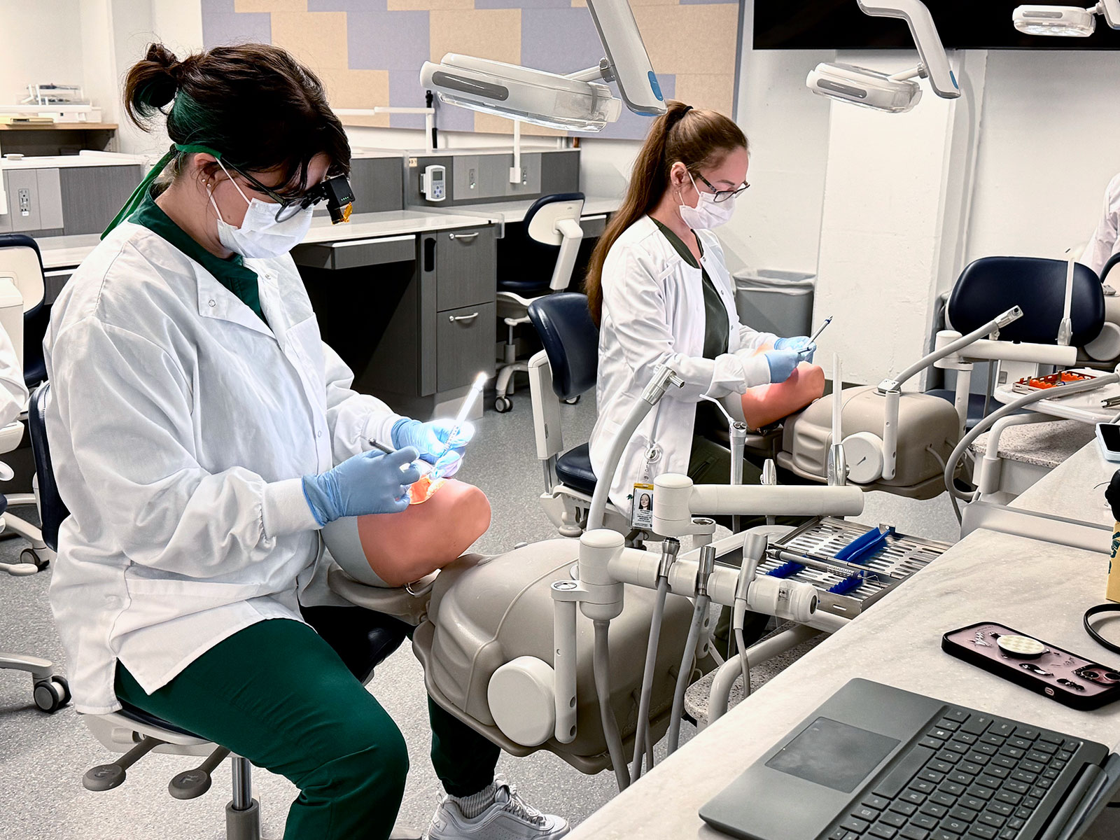 Shoreline students working side-by-side in the B-170 Sim Lab, 