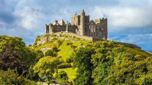 Rock of Cashel, a spectacular group of medieval buildings set on a limestone outcrop, symbolizing Ireland's rich heritage.