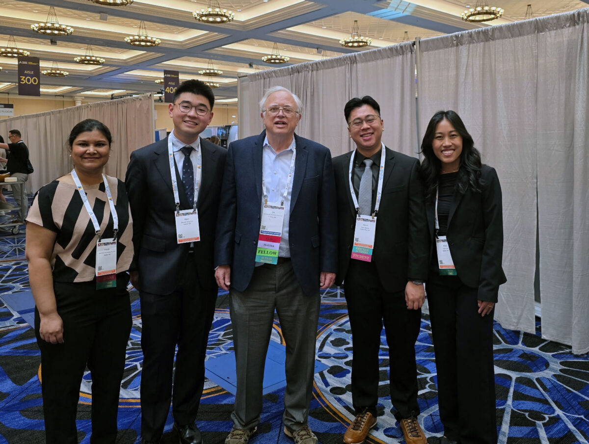 (from left to right) Paridhi Garg, Mark Yang, Dr. James Newman, Aaron Nguyen and Kristi Trinh