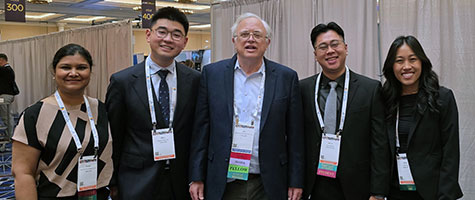 (from left to right) Paridhi Garg, Mark Yang, Dr. James Newman, Aaron Nguyen and Kristi Trinh