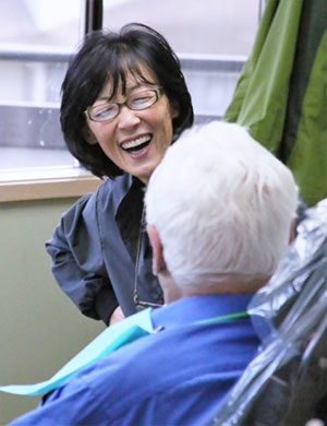 Dr. Theresa Cheng with one of her veteran patients