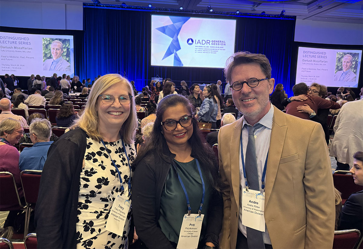 Dr. Tracy Popowics, Dr. Priti Mulimani and Dean André Ritter.