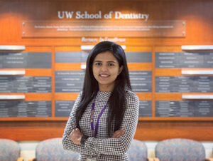 Priyanka Prajapati in hall at the UW School of Dentistry