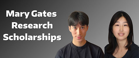 Combination shot of Erich Tsang and Summer Cho with headline Mary Gates Research Scholarships
