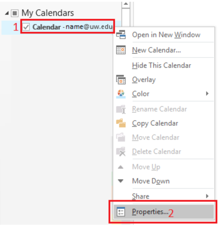 How to Grant Permissions to your Outlook Calendar - UW School of Dentistry