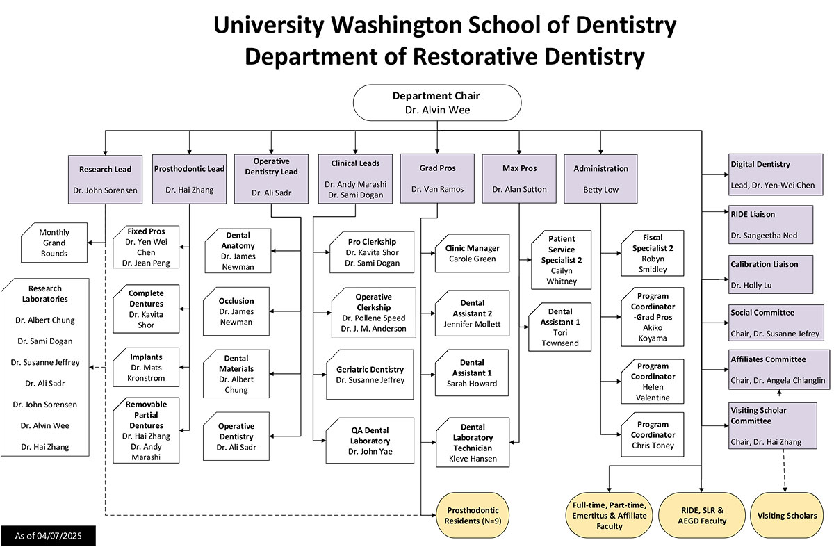 Department of Restorative Dentistry Organizational Chart