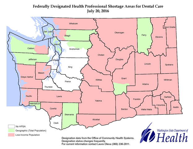 Dental care shortage map