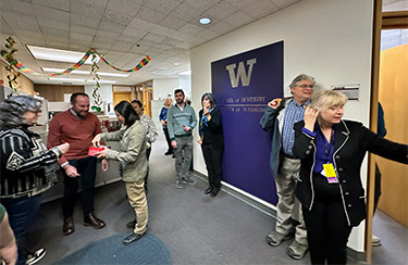 Faculty and staff gathered to celebrate the site visit completion in the Dean’s Office.