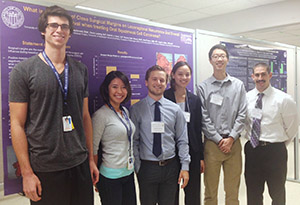 Research Day pre-doctoral poster competition finalists were (from left) Alex Stanton, Isabella Weng, David Ludwig, Moniqu Luu, David Shin and Adam Szajman.